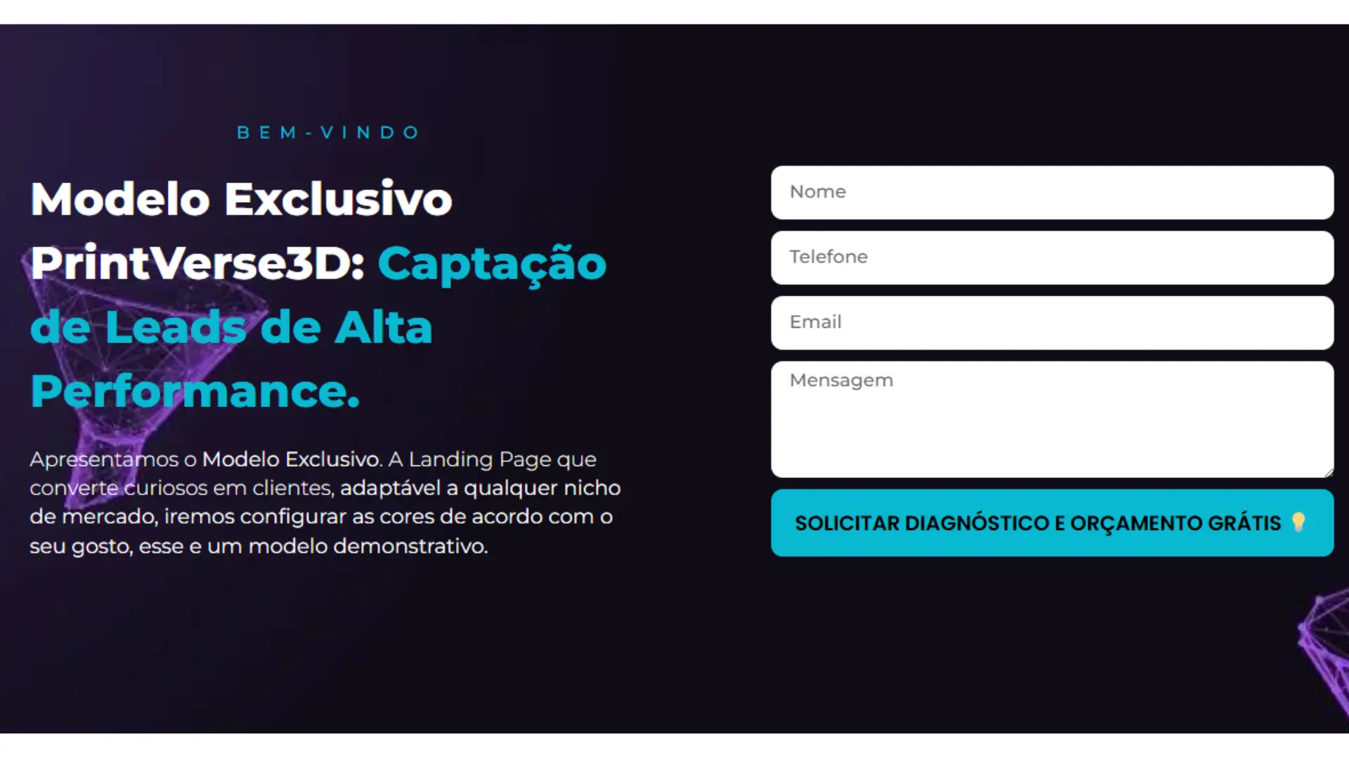 Mock-up de Landing Page para Captura de Leads